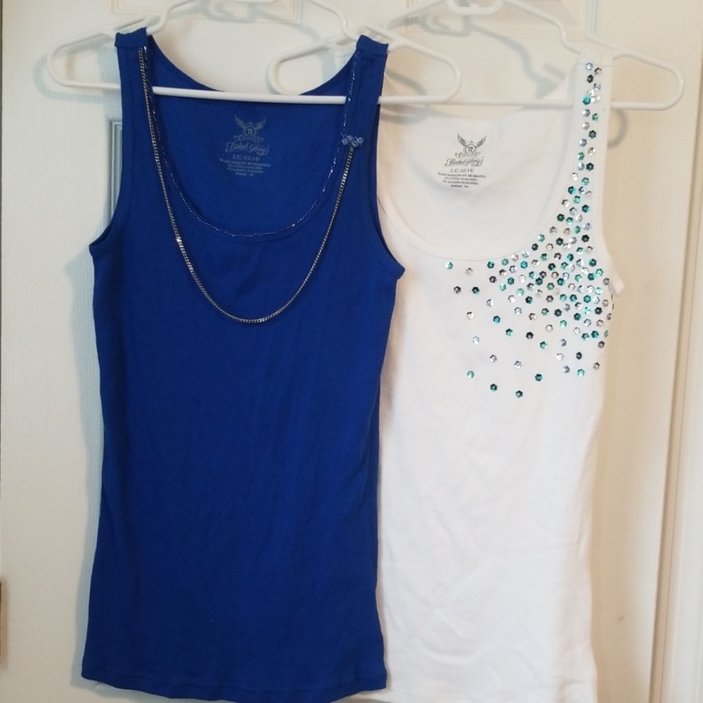 Faded Glory hand embellished tank tops size L